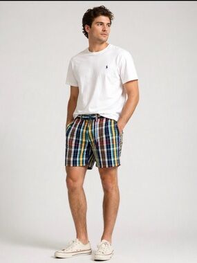 Vintage India Madres Ralph Lauren Men's Multicolor Plaid Shorts 31